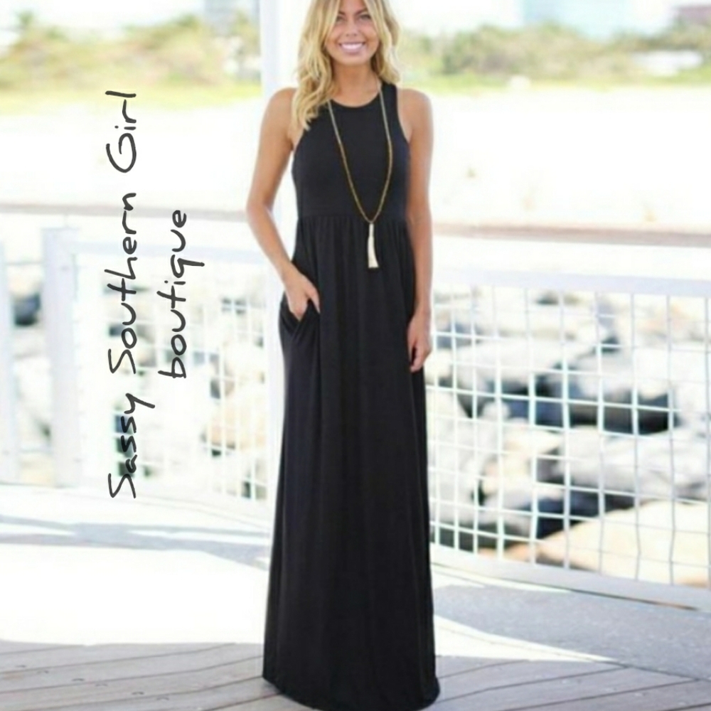🆕⭐ Black sleeveless maxi dress